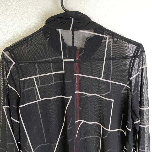 IC by Connie K Jacket Womens Medium Black Mesh Top Full Zip Wire Collar Sheer - Picture 8 of 10